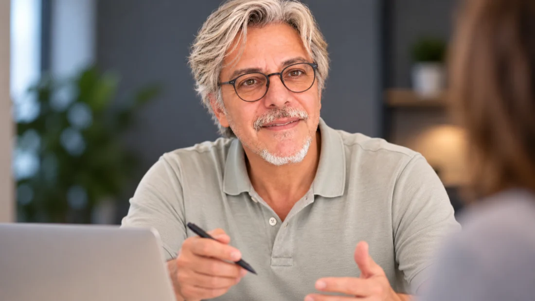 Christoph Giesinger bei der Kundenbetreuung – KI erstellt auf Basis eines Originalbildes